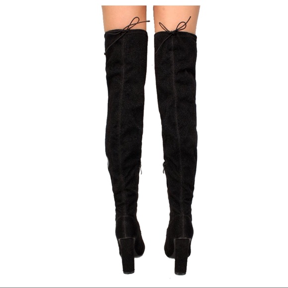 Black Shimmer Thigh High Boots - Picture 4 of 6